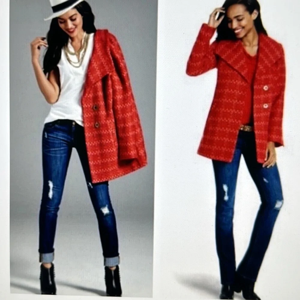 Cabi > Red Scarlet Sloan Wool Peacoat Extra Small